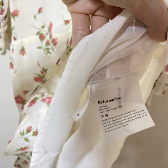 Reformation Laurelei Mini Dress Ivory Floral Size 2 - Picture 9 of 12